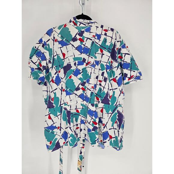 1980s Action Line Women's Multicolor Short Sleeve Wrap Shirt Size 3XL - Picture 5 of 5